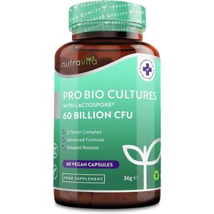 Nutravita 60 Billion Cfu Probiotic Cultures - Scientifically Backed Lactospore For Good Gu Nutravita 60 Billion Cfu Probiotic Cultures - Scientifically Backed Lactospore For Good Gu
