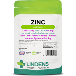 Lindens Zinc Citrate 50mg 1000 High Strength Tablets - Skin, Hair, Bones, Immune Lindens Zinc Citrate 50mg 1000 High Strength Tablets - Skin, Hair, Bones, Immune