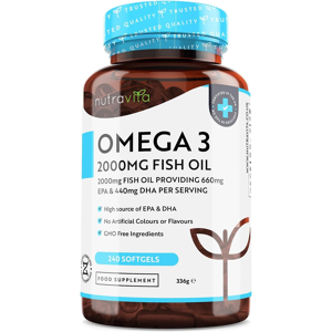 Nutravita Omega 3 2000mg - EPA 660mg & DHA 440mg - 240 Softgels - Heart Support Nutravita Omega 3 2000mg - EPA 660mg & DHA 440mg - 240 Softgels - Heart Support