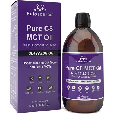 Ketosource Pure C8 MCT Oil - Glass bottle - 99.8% purity Ketosource Pure C8 MCT Oil - Glass bottle - 99.8% purity