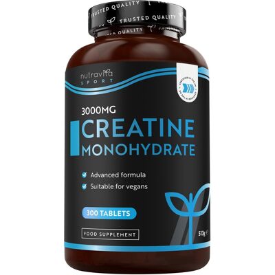 Nutravita Creatine Monohydrate 3000mg - 300 Vegan Tablets – Uk Made Supplement Nutravita Creatine Monohydrate 3000mg - 300 Vegan Tablets – Uk Made Supplement