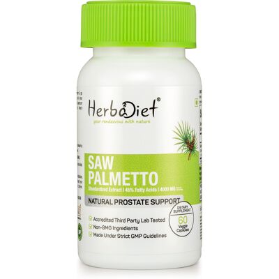 Herbadiet Saw Palmetto Extract Capsules For Hair Loss & Prostate Health, 45% Fatty Acids Herbadiet Saw Palmetto Extract Capsules For Hair Loss & Prostate Health, 45% Fatty Acids