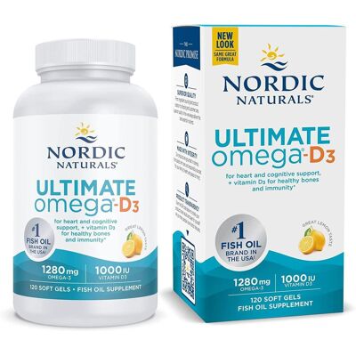Nordic Naturals Lemon Omega-3 Softgels 1280mg - Omega-3 Fish Oil Supplement Nordic Naturals Lemon Omega-3 Softgels 1280mg - Omega-3 Fish Oil Supplement