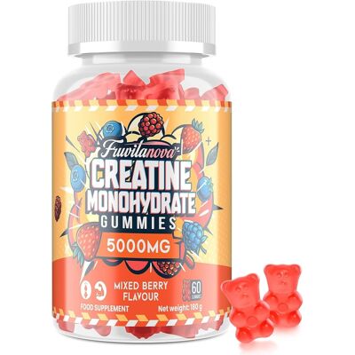 Fruvitanova Creatine Monohydrate Gummies - 5000mg Per Serving, Fruit Flavor Soft Chews With Fruvitanova Creatine Monohydrate Gummies - 5000mg Per Serving, Fruit Flavor Soft Chews With