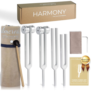 Calmcrest Tuning Forks For Healing Set (128hz, 136.1hz, 256hz, 384hz) - Weighted & Unweigh Calmcrest Tuning Forks For Healing Set (128hz, 136.1hz, 256hz, 384hz) - Weighted & Unweigh