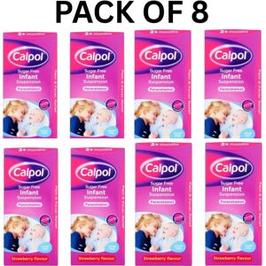 8x Calpol Infant Sugar Free Oral Suspension Strawberry Flavour 2m+ - 100ml 8x Calpol Infant Sugar Free Oral Suspension Strawberry Flavour 2m+ - 100ml