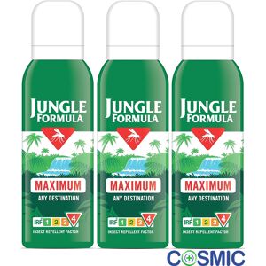 3 X Jungle Formula Maximum Strength Insect Repellent Aerosol Spray 125ml 3 X Jungle Formula Maximum Strength Insect Repellent Aerosol Spray 125ml