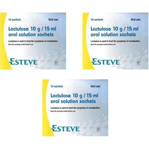 Esteve 3 X Lactulose Oral Solution Sachets 10g/15ml (10 Per Pack) **£9.98/pack** Np Esteve 3 X Lactulose Oral Solution Sachets 10g/15ml (10 Per Pack) **£9.98/pack** Np