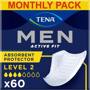 Tena Men Absorbent Protector Incontinence Pads, Level 2, 60 Count (Pack Of 1) Tena Men Absorbent Protector Incontinence Pads, Level 2, 60 Count (Pack Of 1)