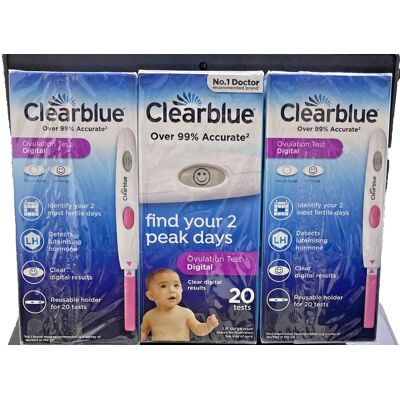 Clearblue Digital Ovulation Test Sticks Fertility Kit 20 Tests Over 99% Accurate Clearblue Digital Ovulation Test Sticks Fertility Kit 20 Tests Over 99% Accurate