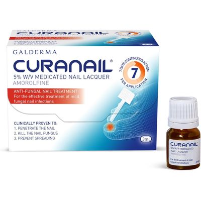 Galderma Curanail 5% W/v Fungal Nail Treatment Amorolfine Medicated 3 3 Ml (Pack Of 1) Galderma Curanail 5% W/v Fungal Nail Treatment Amorolfine Medicated 3 3 Ml (Pack Of 1)