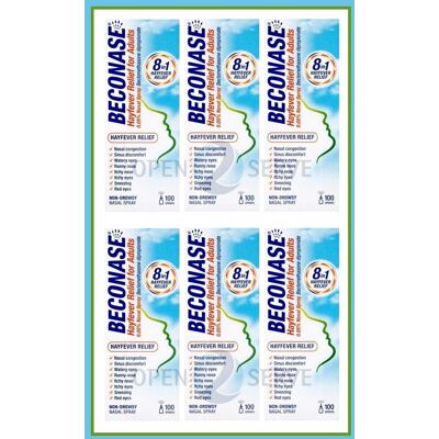 6x Beconase 8in1 Hayfever Relief Nasal Spray Effective Allergy Relief-100 Sprays 6x Beconase 8in1 Hayfever Relief Nasal Spray Effective Allergy Relief-100 Sprays