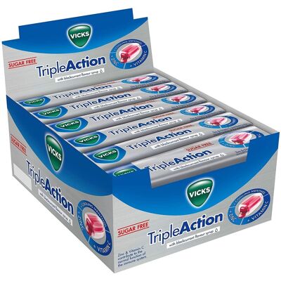 Vicks Vapodrops Triple Action, Sugar Free Lozenges With Menthol 42g- Pack Of 24 Vicks Vapodrops Triple Action, Sugar Free Lozenges With Menthol 42g- Pack Of 24