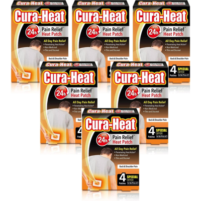 Cura Heat Pads Back & Shoulder 4 Heat Patches 24h Warm Pain Relief - Pack Of 6 Cura Heat Pads Back & Shoulder 4 Heat Patches 24h Warm Pain Relief - Pack Of 6