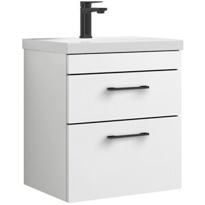 Balterley 2 Drawer Wall Hung Vanity Basin Unit Gloss White Black Handles 500mm Balterley 2 Drawer Wall Hung Vanity Basin Unit Gloss White Black Handles 500mm