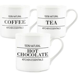 Purely Home Minimalist Mugs - Simplistic Black & White Bone China Cups Gift/present Set Of 3 Purely Home Minimalist Mugs - Simplistic Black & White Bone China Cups Gift/present Set Of 3