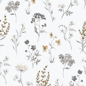 1901-2 - Spring Blossom Floral Grey Yellow Galerie Wallpaper 1901-2 - Spring Blossom Floral Grey Yellow Galerie Wallpaper