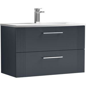 Balterley Wall Hung 2 Drawers Bathroom Vanity Basin Unit, Curved 800mm, Dark Grey Balterley Wall Hung 2 Drawers Bathroom Vanity Basin Unit, Curved 800mm, Dark Grey
