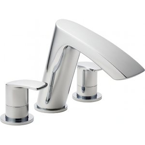Evg Waterfall 3 Hole Bath Filler Chrome - Modern Dual Control Tap Evg Waterfall 3 Hole Bath Filler Chrome - Modern Dual Control Tap