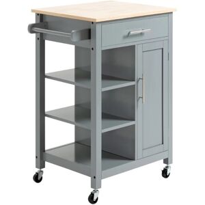 Homcom Compact Kitchen Trolley Utility Cart On Wheels With Open Shelf Grey New Homcom Compact Kitchen Trolley Utility Cart On Wheels With Open Shelf Grey New