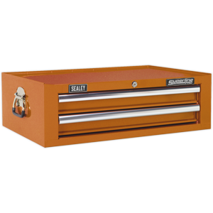 Mid-Box 2 Drawer With Ball Bearing Slides - Orange - Sealey Ap26029to New Mid-Box 2 Drawer With Ball Bearing Slides - Orange - Sealey Ap26029to New