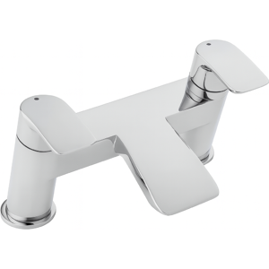 Evg Waterfall Bath Filler Chrome - Modern Twin Lever Tap With Open Spout Evg Waterfall Bath Filler Chrome - Modern Twin Lever Tap With Open Spout