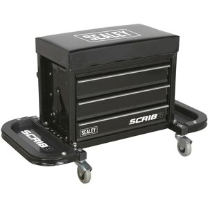 Mechanic'S Utility Seat & Toolbox - Black - Sealey Scr18b New Mechanic'S Utility Seat & Toolbox - Black - Sealey Scr18b New