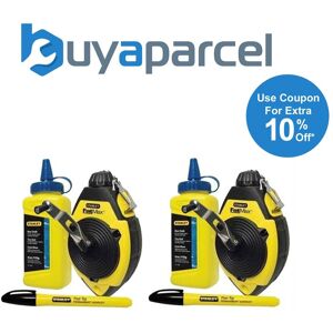 Stanley Fatmax Chalk Line Set X2 30m Blue Chalk & Marker Pen Sta047681 Sta547681 Stanley Fatmax Chalk Line Set X2 30m Blue Chalk & Marker Pen Sta047681 Sta547681