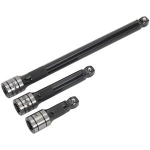 Wobble/rigid Extension Bar Set 3pc 1/2\"Sq Drive Black Series - Sealey Ak7692 New Wobble/rigid Extension Bar Set 3pc 1/2\"Sq Drive Black Series - Sealey Ak7692 New