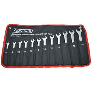 Toolhub Flexi Head Combination Ratchet Wrench Spanner Set 12pcs 8 - 19mm (72 Teeth) Toolhub Flexi Head Combination Ratchet Wrench Spanner Set 12pcs 8 - 19mm (72 Teeth)
