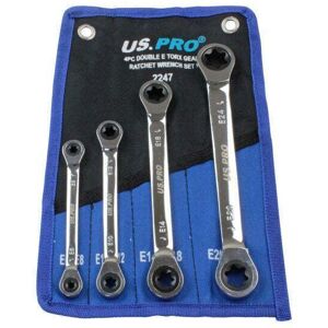 Us Pro Tools 4pc Metric Double E-Torx Gear Ratchet Spanner Set E6 - E24 Us Pro Tools 4pc Metric Double E-Torx Gear Ratchet Spanner Set E6 - E24