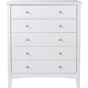 Home Source Chest Of Drawers 5 Drawer Bedroom Storage Metal Handles Runners Salerno White Home Source Chest Of Drawers 5 Drawer Bedroom Storage Metal Handles Runners Salerno White