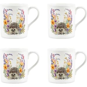 Purely Home Floral Hedgehog Small Bone China Mugs Set Of 4 - Wildlife Animal Gifts Purely Home Floral Hedgehog Small Bone China Mugs Set Of 4 - Wildlife Animal Gifts