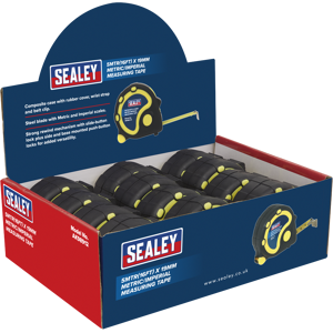 Sealey Rubber Tape Measure - 5m, 19mm, Display Box of 12 Sealey Rubber Tape Measure - 5m, 19mm, Display Box of 12
