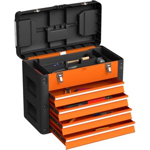 Homcom 4 Drawers Large Tool Box, Steel Toolbox With Handle - Orange Homcom 4 Drawers Large Tool Box, Steel Toolbox With Handle - Orange