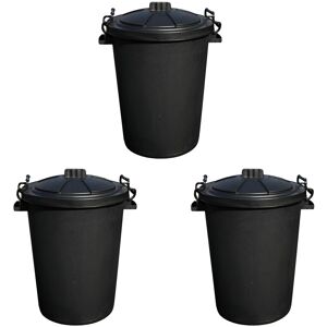 Generic Set of 3 50L Heavy Duty Plastic Dustbins - Home Garden Generic Set of 3 50L Heavy Duty Plastic Dustbins - Home Garden