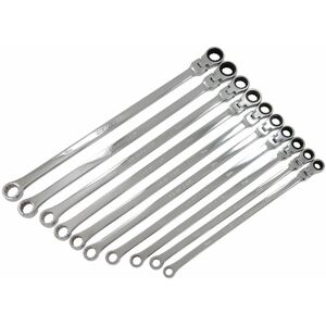 Neilsen 10pcs Extra Long Flexible Ratcheting Spanner 60% Longer,72-Tooth 10-19mm Crmo Neilsen 10pcs Extra Long Flexible Ratcheting Spanner 60% Longer,72-Tooth 10-19mm Crmo