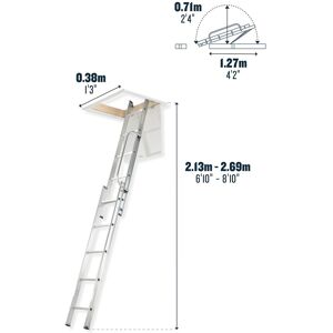 2 Section Loft Attic Ladder Handrail Aluminium Heavy Duty 2.69m 8ft 150kg Load 2 Section Loft Attic Ladder Handrail Aluminium Heavy Duty 2.69m 8ft 150kg Load