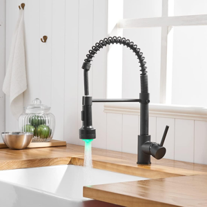 Does Not Apply Led Black Kitchen Tap With Spiral Spring, Kitchen Tap 360° Swivelling Sink Fitti Does Not Apply Led Black Kitchen Tap With Spiral Spring, Kitchen Tap 360° Swivelling Sink Fitti