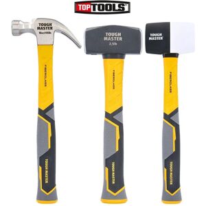 Tough Master 3-Piece Kit Club Hammer Claw Hammer Rubber Mallet Tough Master 3-Piece Kit Club Hammer Claw Hammer Rubber Mallet
