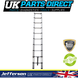 Jefferson Tools Jefferson 2.9m Heavy Duty Telescopic Extendable Collapsible Step Ladder Jefferson Tools Jefferson 2.9m Heavy Duty Telescopic Extendable Collapsible Step Ladder
