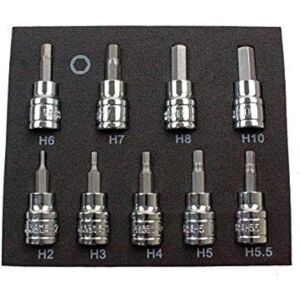 Us Pro 9 Piece Hex Allen Key Bit Sockets Metric Set 3/8'' Dr Drive 2-10mm 2065 Us Pro 9 Piece Hex Allen Key Bit Sockets Metric Set 3/8'' Dr Drive 2-10mm 2065