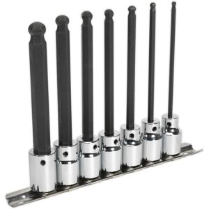 Ball-End Hex Socket Bit Set 7pc 3/8"Sq Drive 110mm Metric Ak62256 Sealey New Ball-End Hex Socket Bit Set 7pc 3/8"Sq Drive 110mm Metric Ak62256 Sealey New