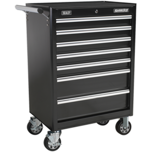 Rollcab 7 Drawer With Ball Bearing Slides - Black - Sealey Ap33479b New Rollcab 7 Drawer With Ball Bearing Slides - Black - Sealey Ap33479b New