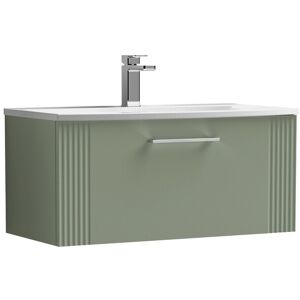 Balterley Wall Hung 1 Drawer Bathroom Vanity Basin Unit, Curved 800mm, Satin Green Balterley Wall Hung 1 Drawer Bathroom Vanity Basin Unit, Curved 800mm, Satin Green