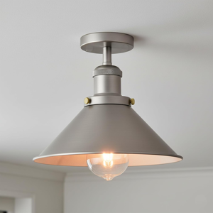 Does Not Apply E27 Flush Ceiling Light With 22cm Satin Nickel Lampshade Easy Fit Premium Qualit Does Not Apply E27 Flush Ceiling Light With 22cm Satin Nickel Lampshade Easy Fit Premium Qualit