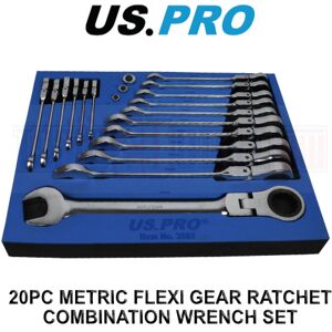 Us Pro 20pc Metric Flex Gear Ratchet Combination Spanner Wrench Set 8 - 32mm Us Pro 20pc Metric Flex Gear Ratchet Combination Spanner Wrench Set 8 - 32mm