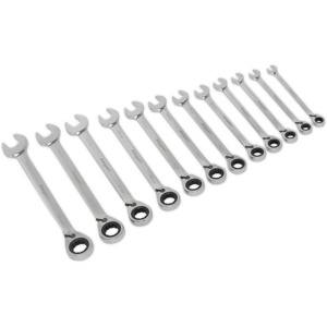 Reversible Ratchet Combination Spanner Set 12pc Metric - Sealey S0840 New Reversible Ratchet Combination Spanner Set 12pc Metric - Sealey S0840 New