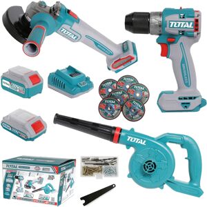 Total Li-Ion 20v Cordless 3pc Combo Kit (With 2 X Batteries & Charger) - Tosli24 Total Li-Ion 20v Cordless 3pc Combo Kit (With 2 X Batteries & Charger) - Tosli24