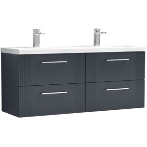 Balterley Wall Hung Bathroom Vanity Basin Unit, 2 Ceramic Basin 1200mm, Dark Grey Balterley Wall Hung Bathroom Vanity Basin Unit, 2 Ceramic Basin 1200mm, Dark Grey